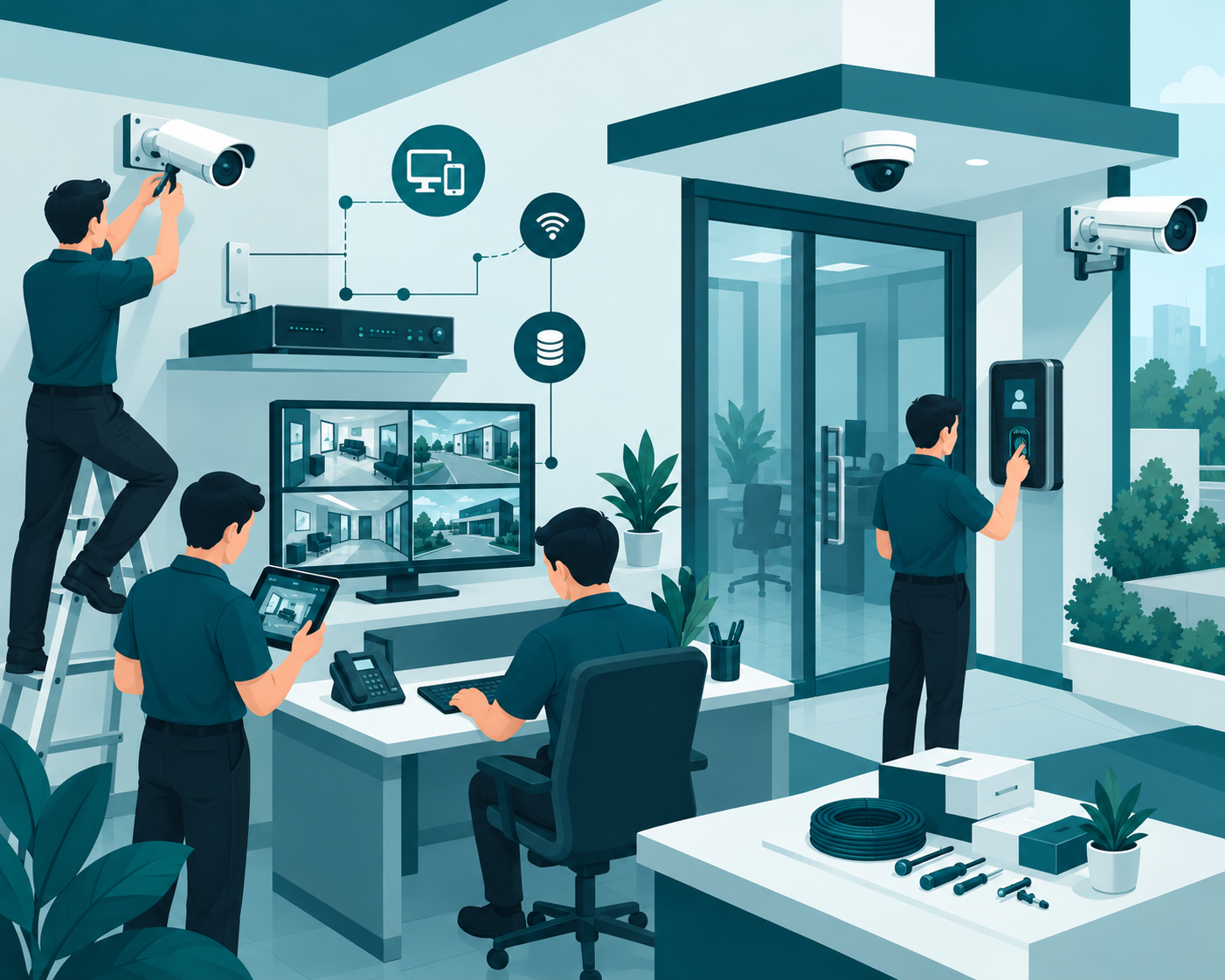 CCTV surveillance and biometric attendance system planning